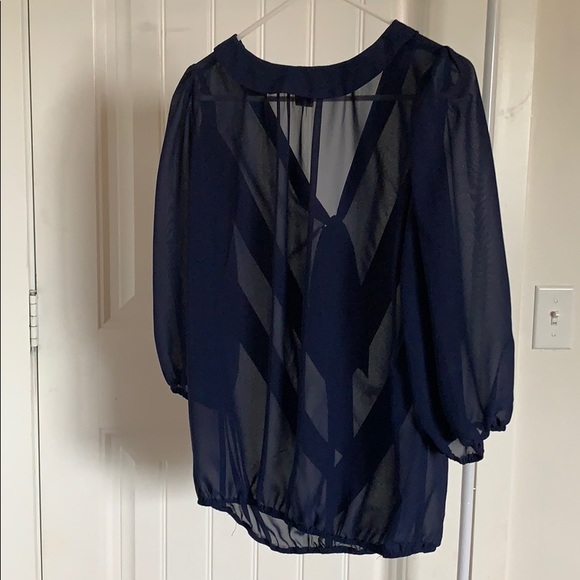3/$20 Navy Blouse M - Picture 2 of 3